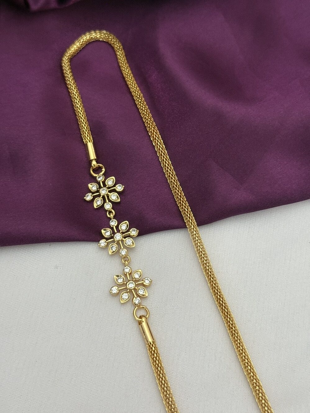 Diamond look Mugappu chain RC2626